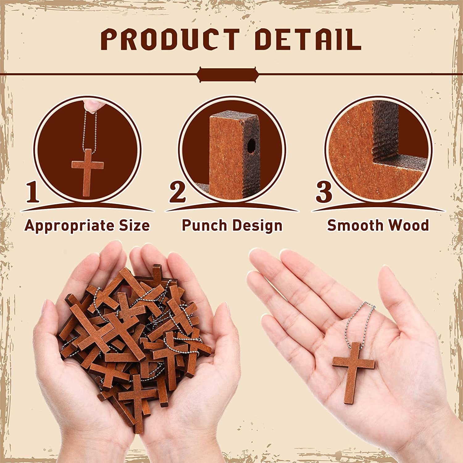 Wooden Craft Cross Pendant Ornament