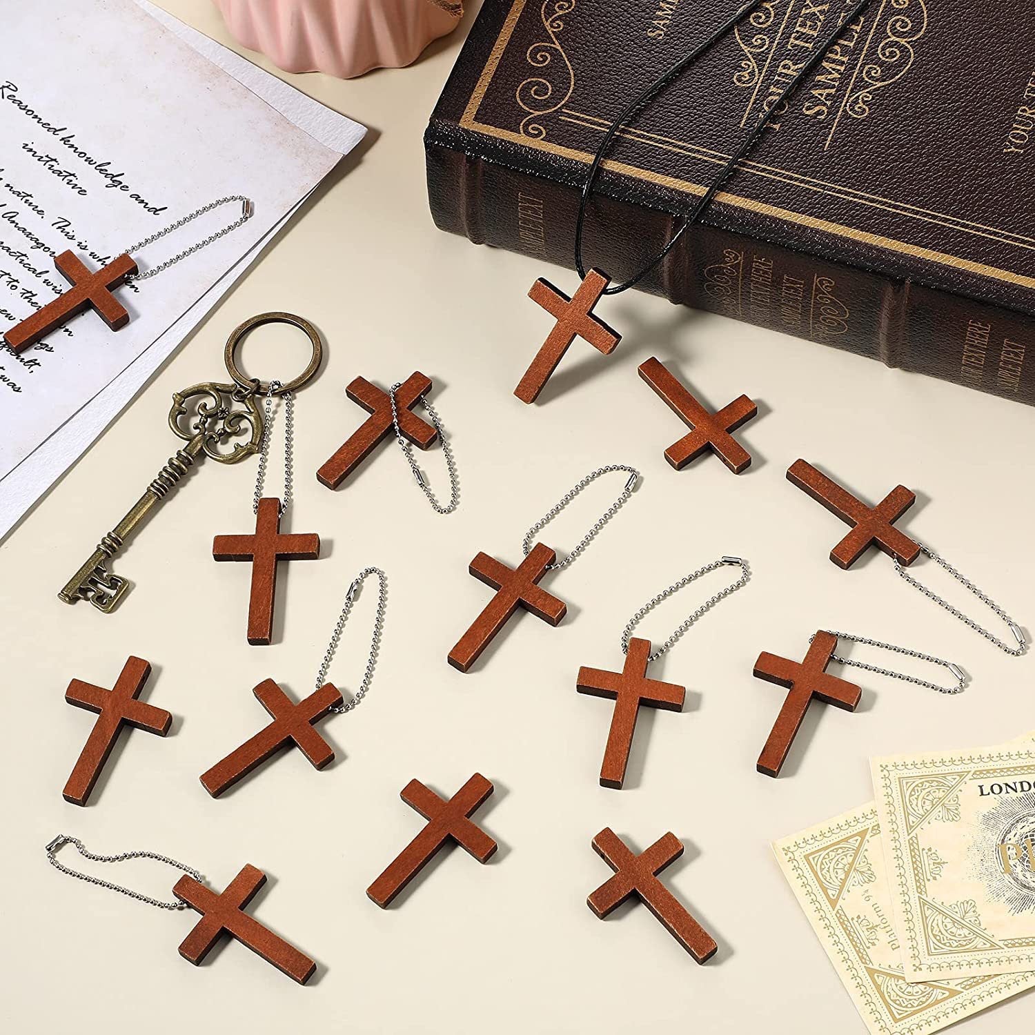 Wooden Craft Cross Pendant Ornament