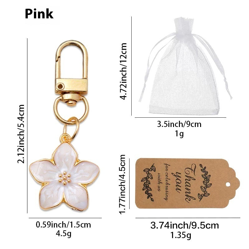Colorful Oil Necklace Pearlescent Five Petal Flower Cherry Blossom Keychain Bag Pendant